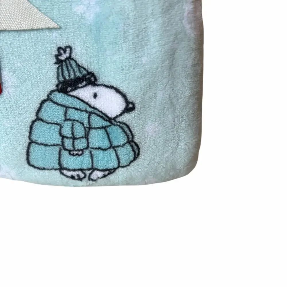PEANUTS Snoopy TWIN Throw Blanket 60”x90” Christmas Puffer Jacket Blue